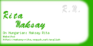 rita maksay business card